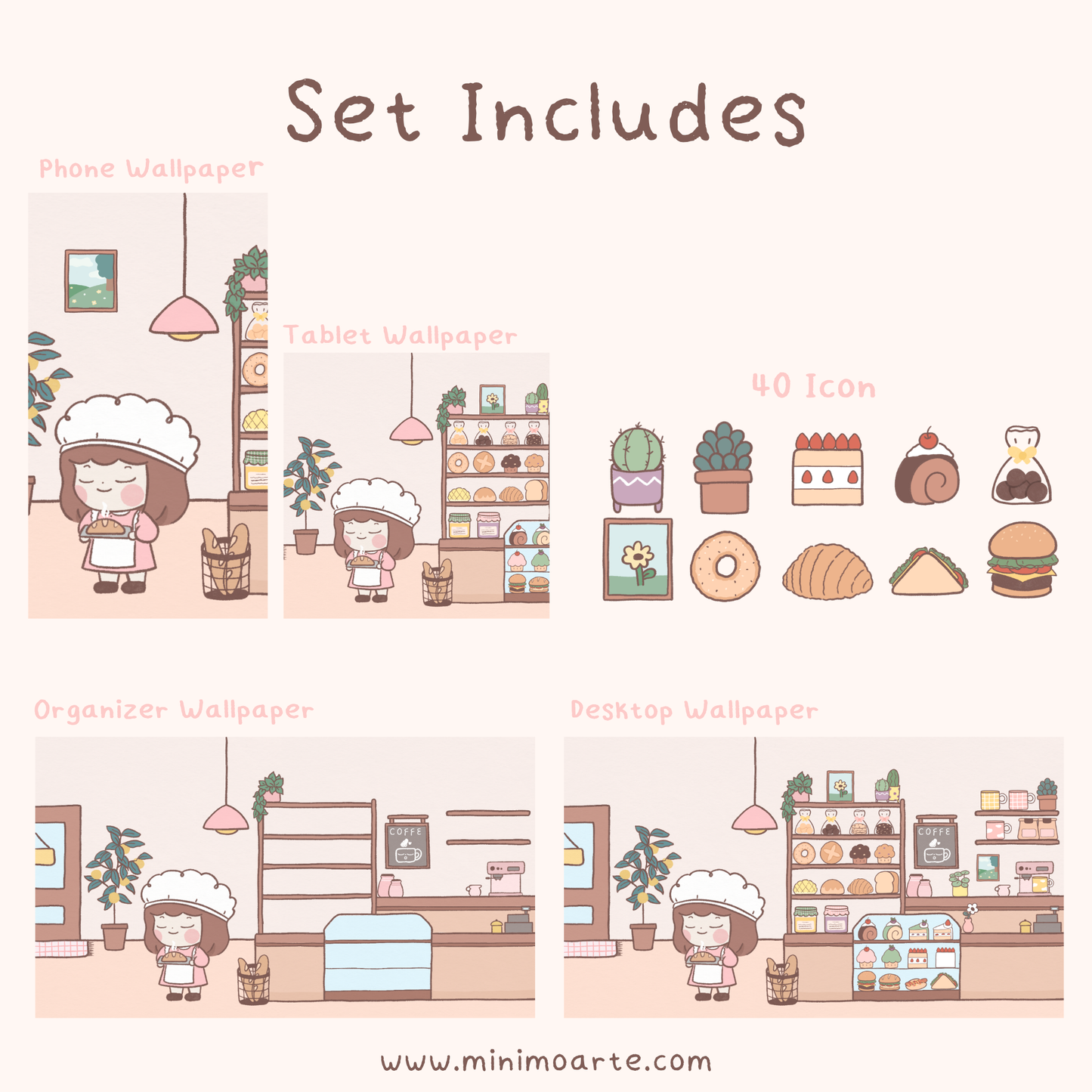 Minimo Bakery Wallpaper Organizer With Icons