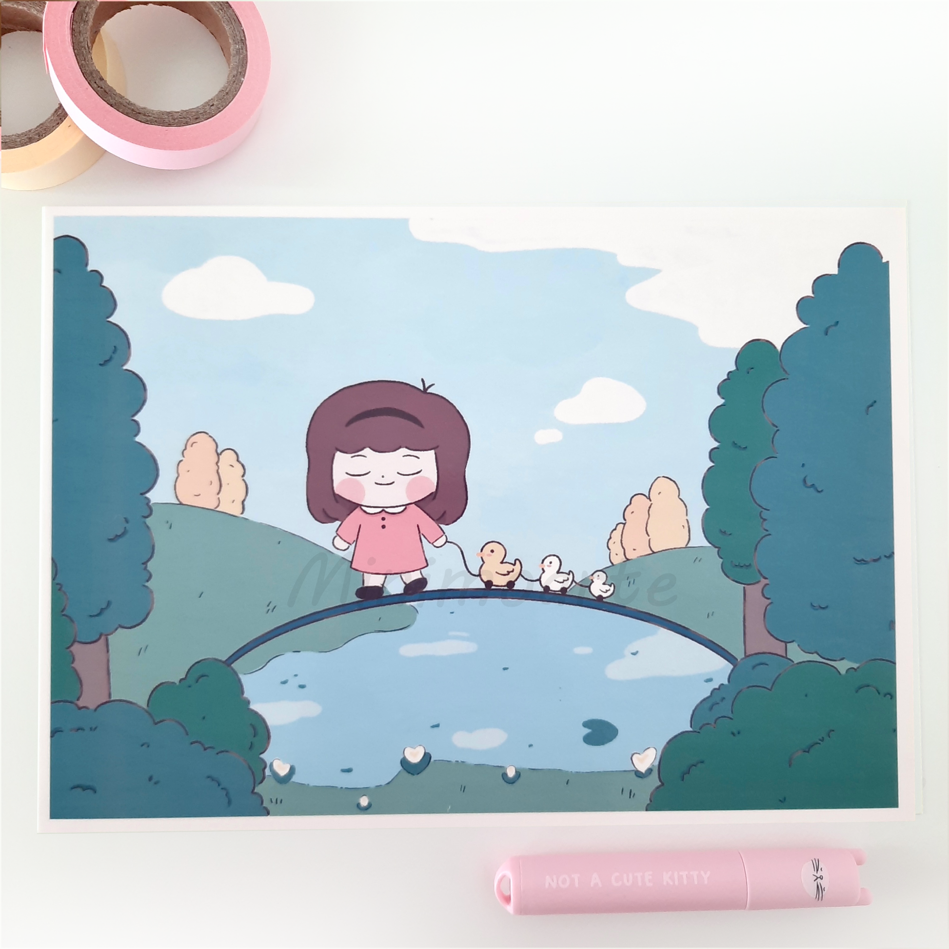 Minimo & little duckies Print