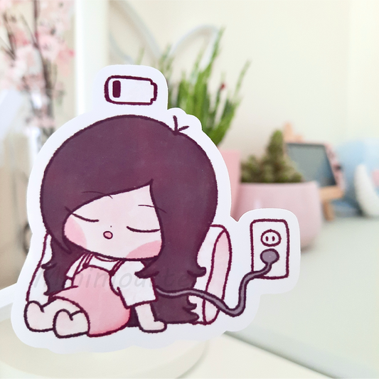 Social Battery Charging Die Cut Sticker