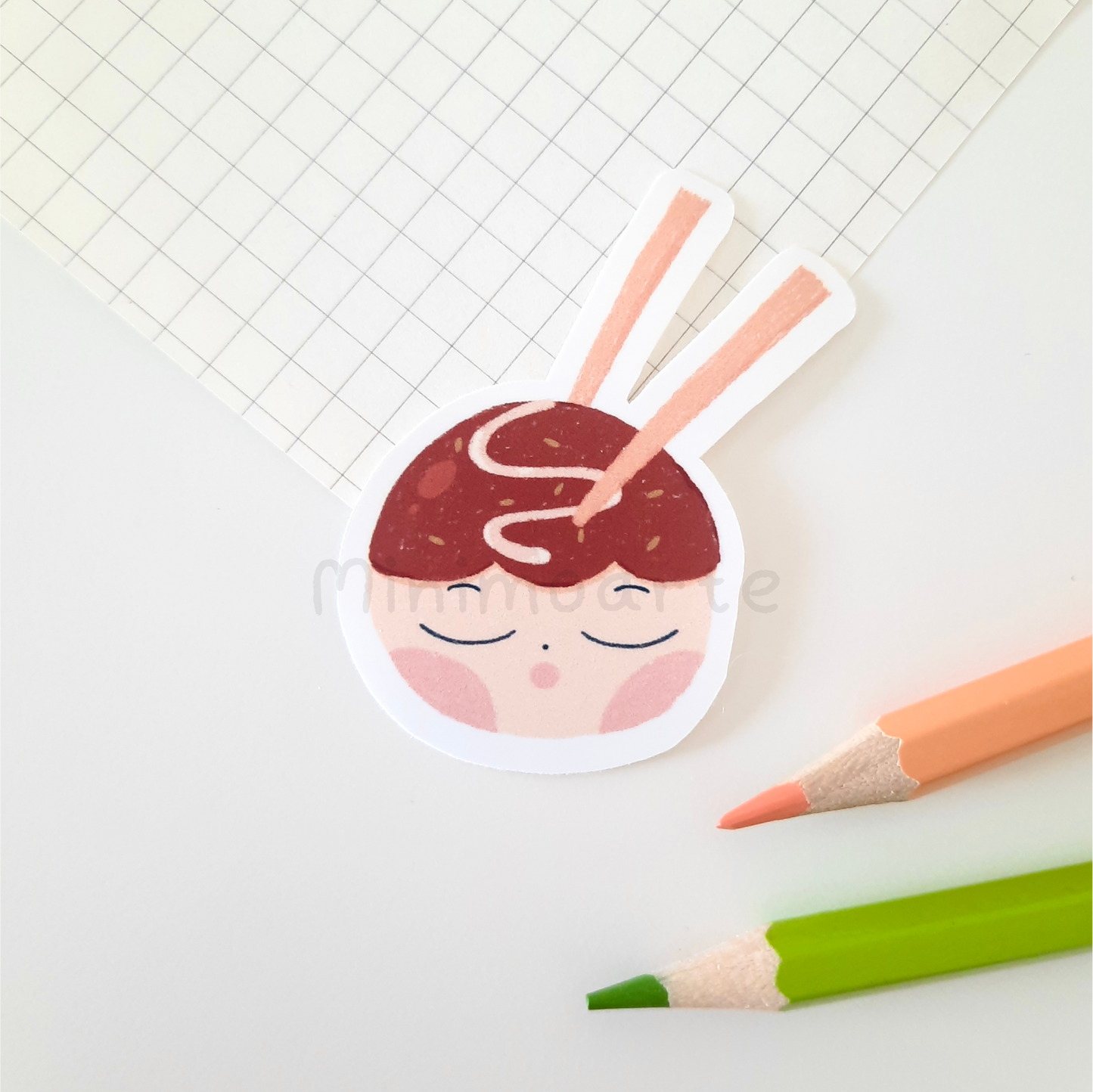 Sleepy Takoyaki Die Cut Sticker