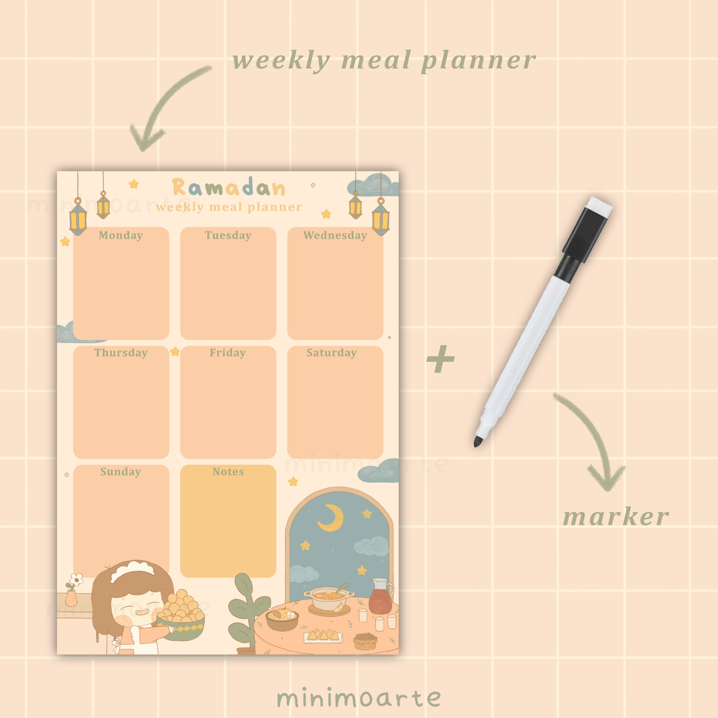 Ramadan Magnetic Weekly Meal Planner