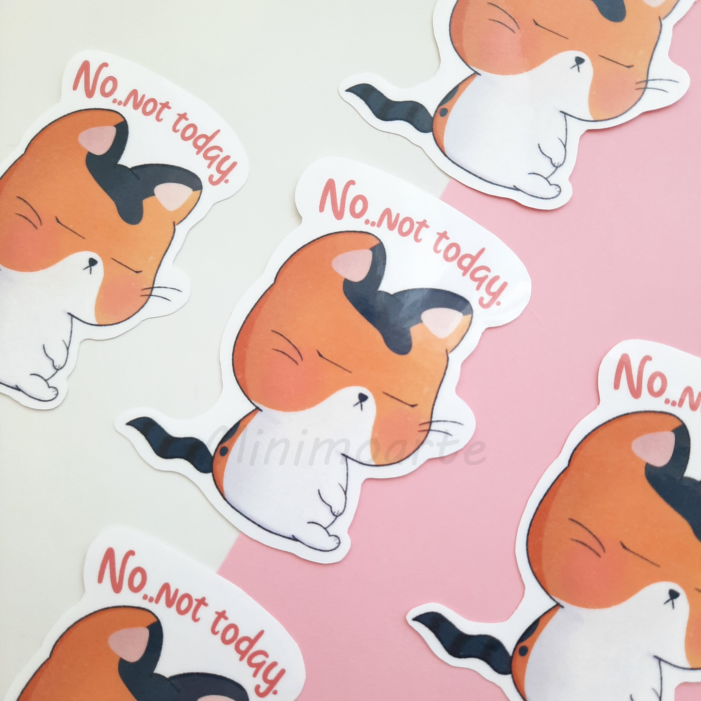 Not Today Purin Cat Die Cut Sticker