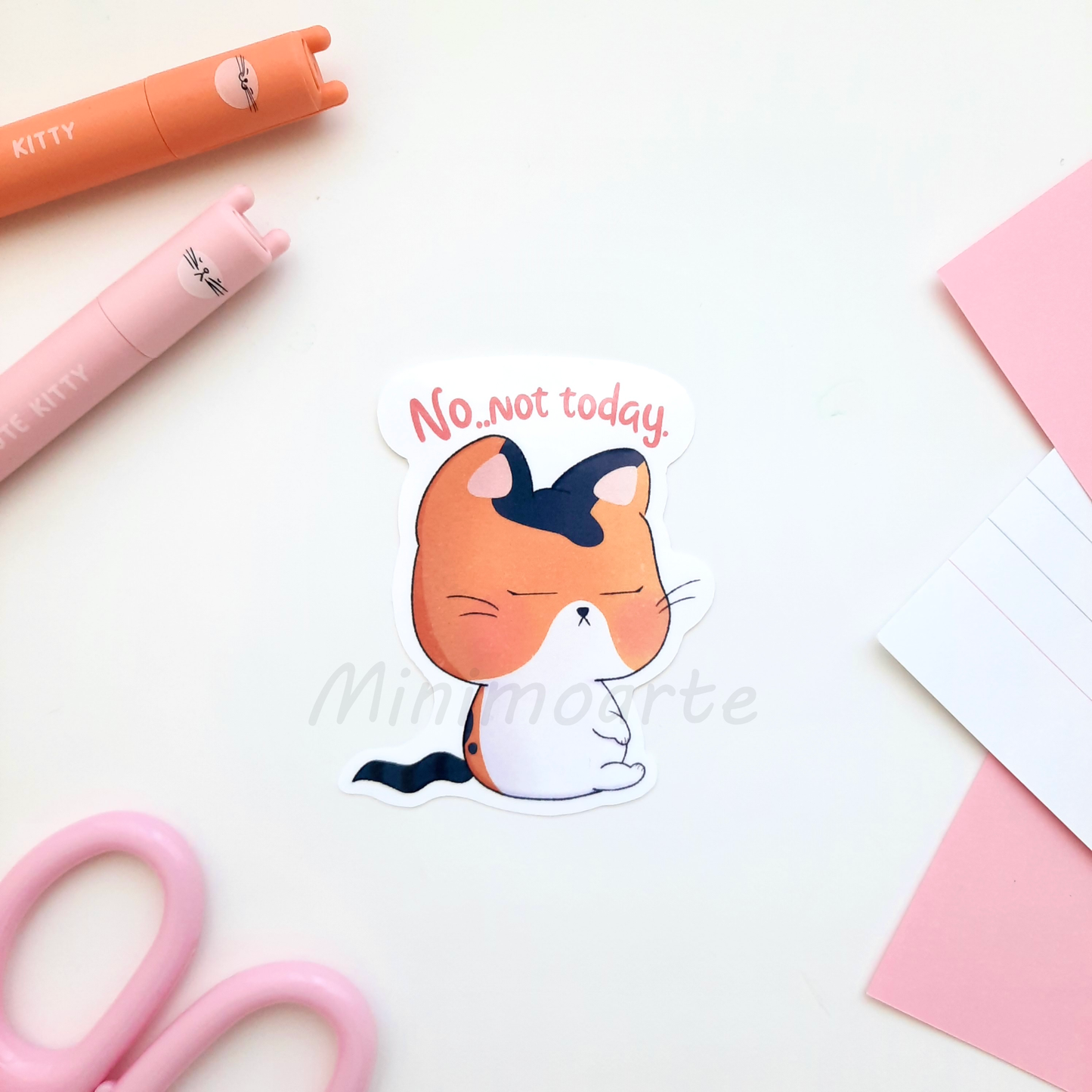 Not Today Purin Cat Die Cut Sticker